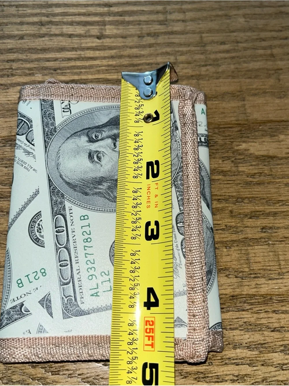 Benjamin Franklin Green & Tan Money Print Wallet